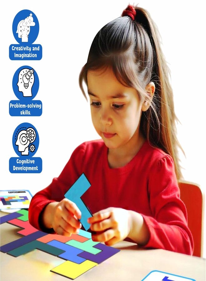 BRAIN BASKET Polymino Block Puzzle Game with 30 Flashcards for Kids Ages 6+ Years | Brain Logic Board Game and Problem-Solving Mind Game | Puzzle Game for Kids | Scrabble Game - Image 2
